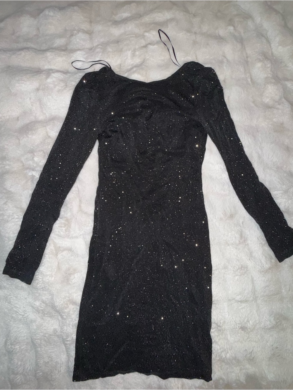 Long Sleeve Black Sparkle Bodycon Dress